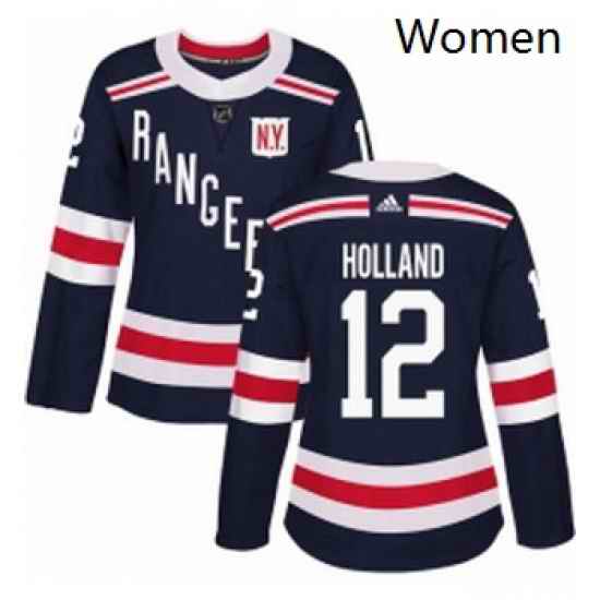 Womens Adidas New York Rangers 12 Peter Holland Authentic Navy Blue 2018 Winter Classic NHL Jersey